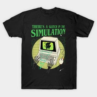 There's A Glitch In The Simulation - Retro 90's Computer T-Shirt